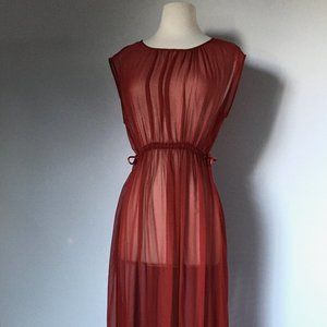 Maxi silk dress with ruffle